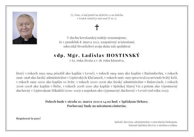 Ladislav Hostinsky, knaz, parte