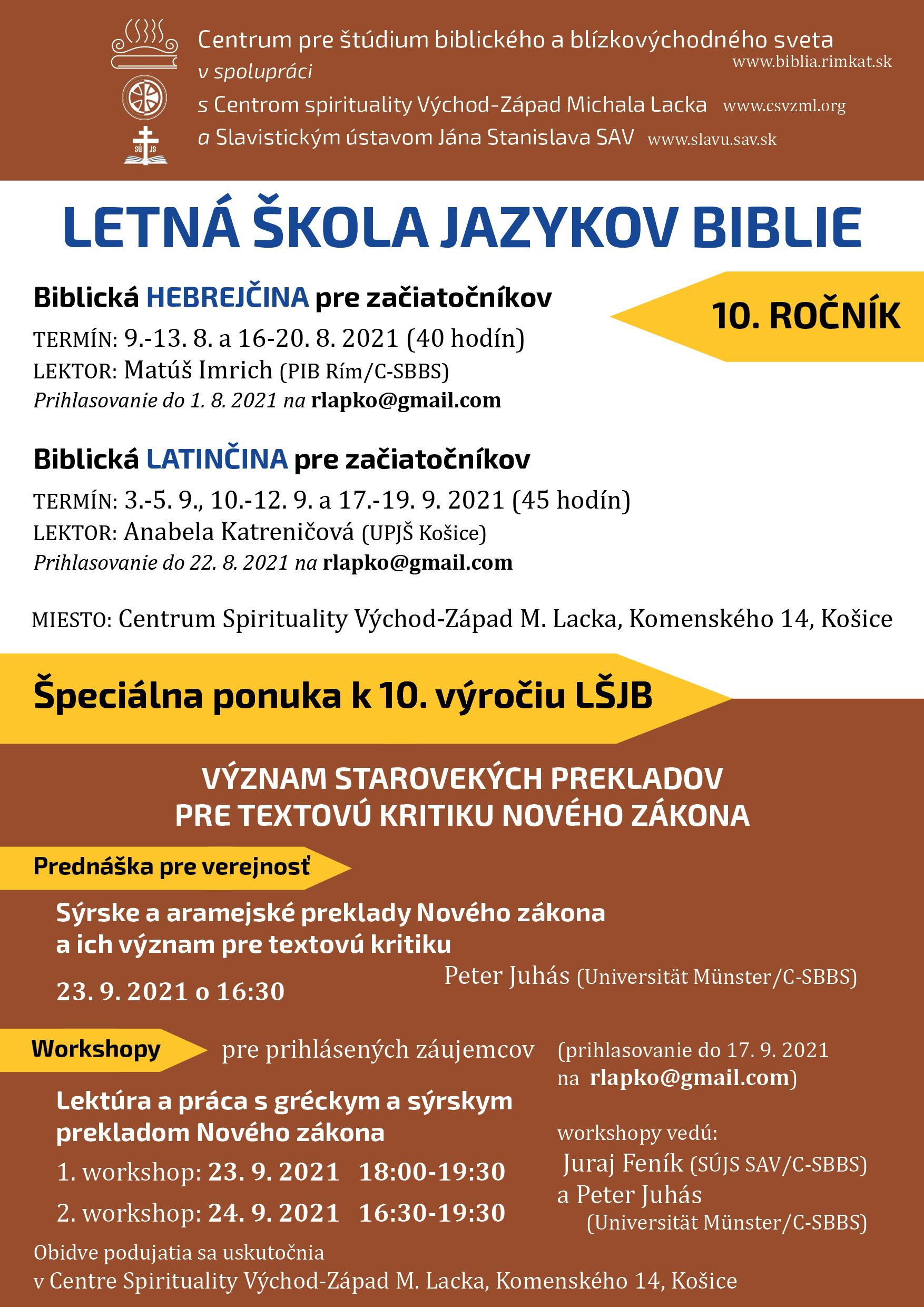 Kosice, Letna skola jazykov Biblie, plagat