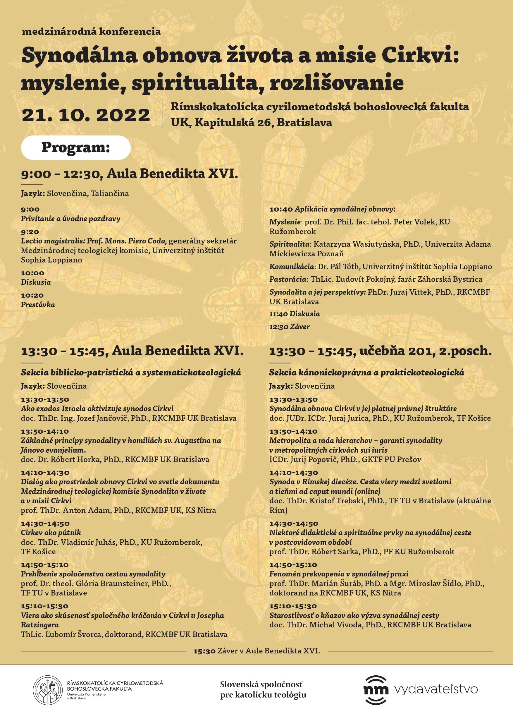 Synoda, konferencia, program, plagat