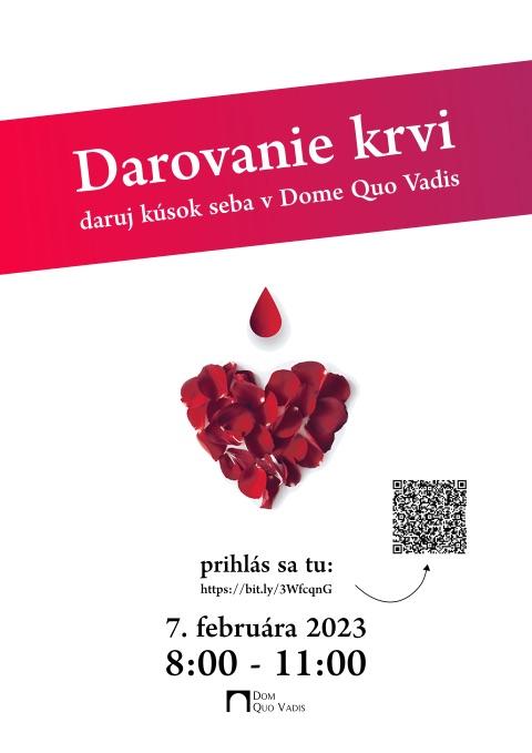 Bratislava, darovanie krvi, Dom Quo Vadis, plagat