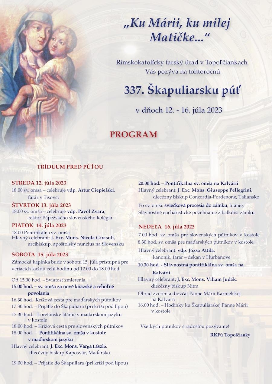 Topolčianky, puť, Škapuliarska, plagat