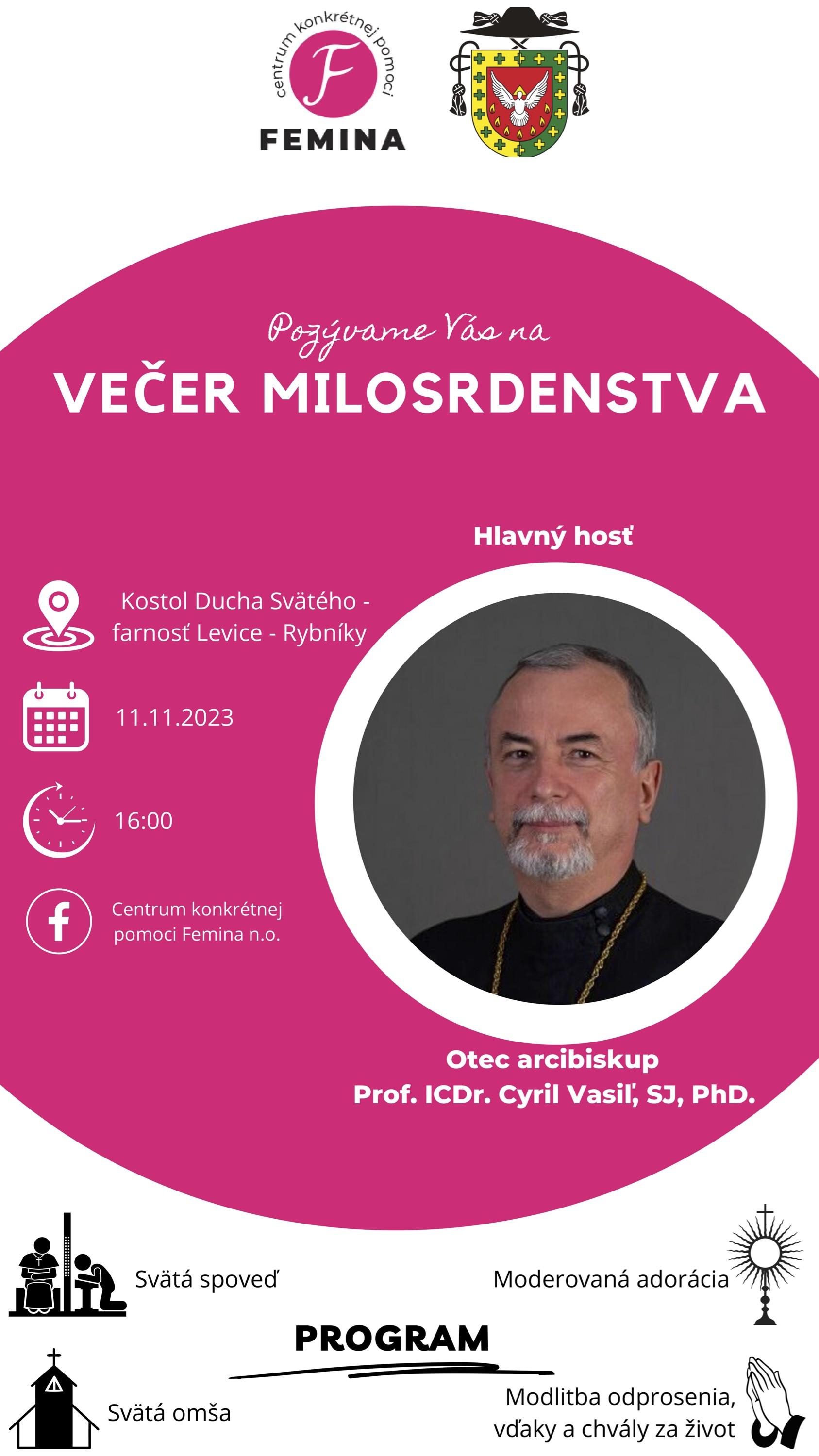 Levice, Vecer milosrdenstva, plagat