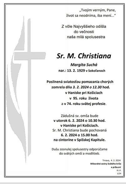Sestra M. Christiana (Margita Such), parte