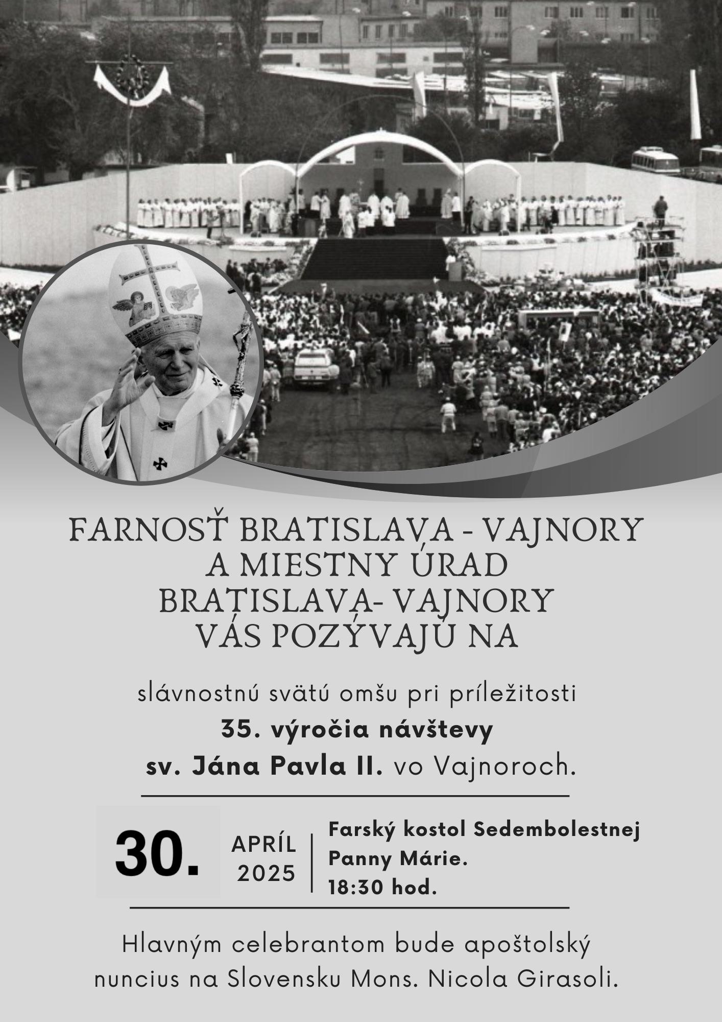Bratislava, Vajnory, spomienka, plagat, JP2