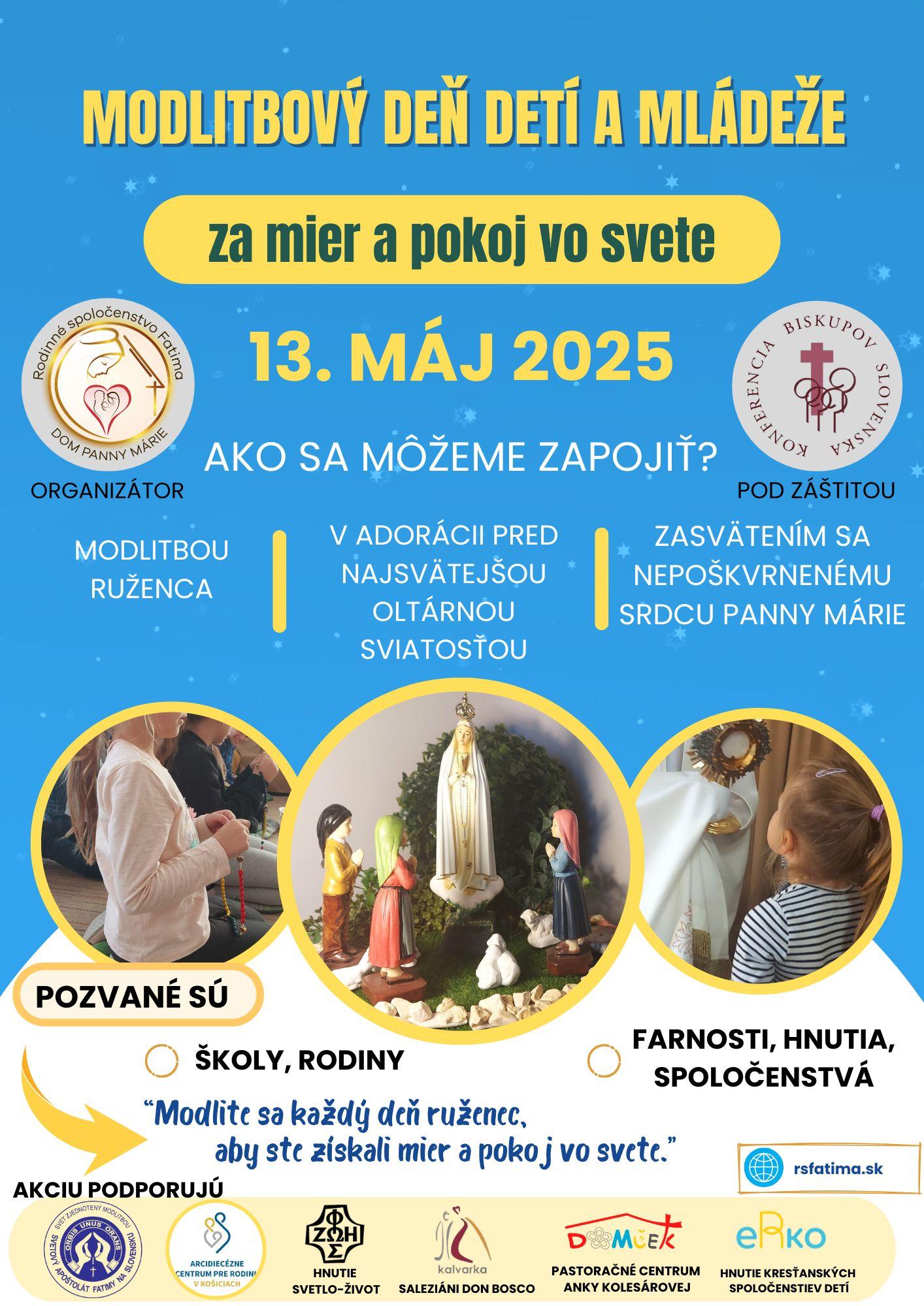 Bratislava, modlitba, Fatima, deti, mladez, plagat