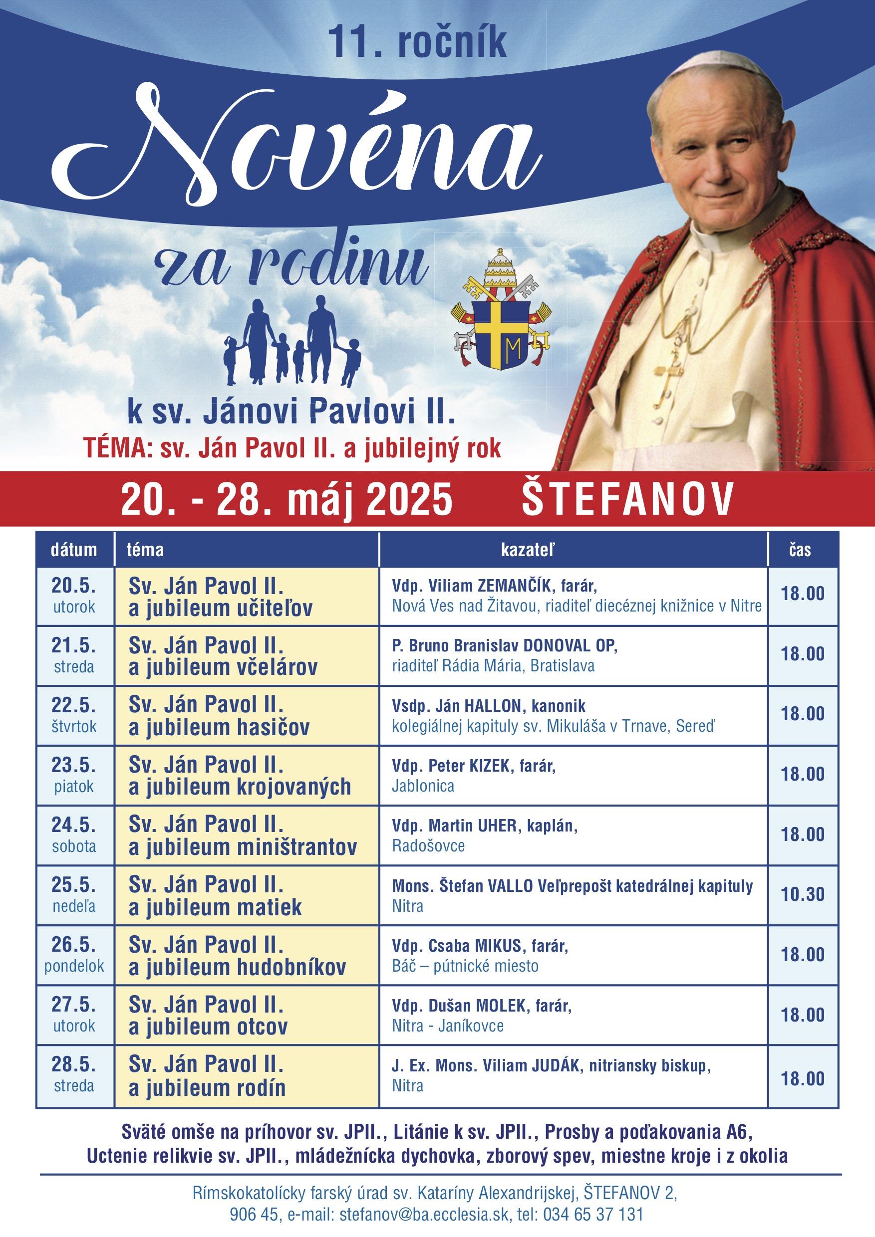Štefanov, novena, Ján Pavol 2, plagat