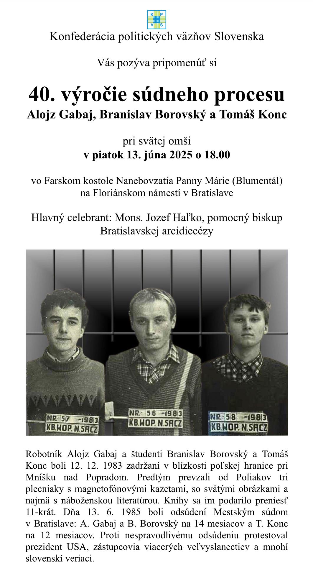 Bratislava, Borovsky, Gabaj, Konc, plagat