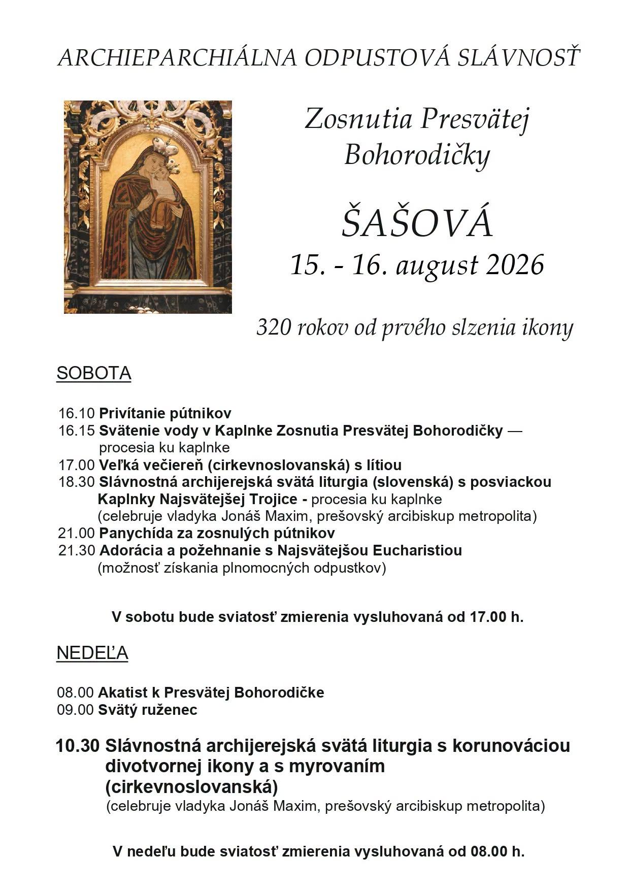 Šášová, púť, plagát, 2026